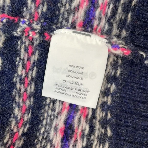 J. Crew Sweater Size XL Fair Isle Navy And Pink 100% Wool - Picture 8 of 9
